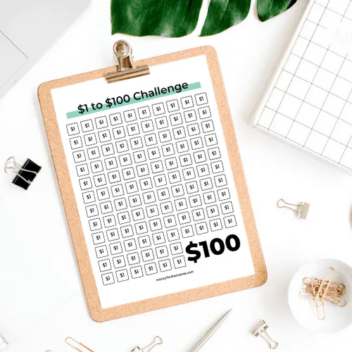 $1 to $100 money savings challenge