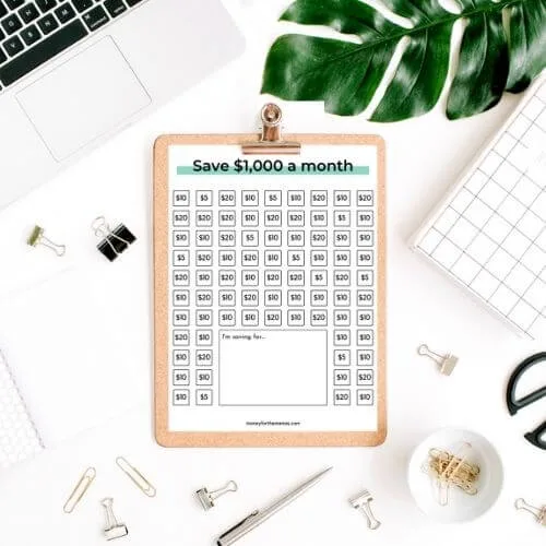 $1,000 amonth savings chart