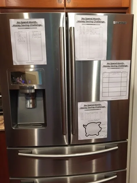 fridge with no spend month printables