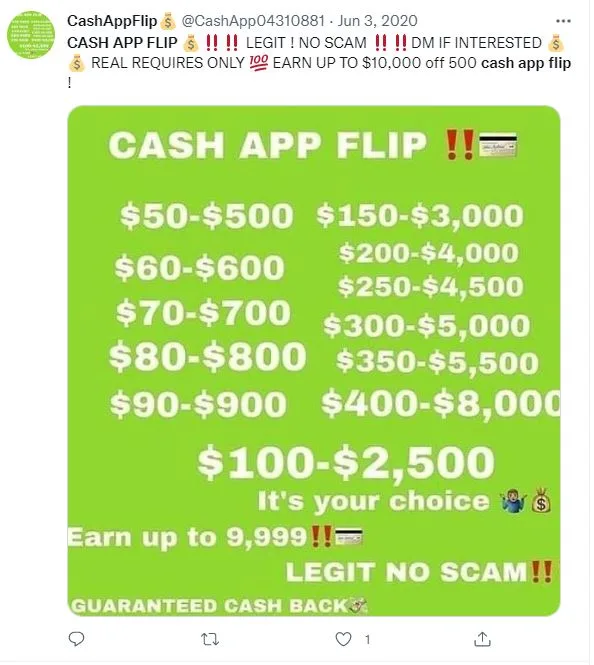 Cash app flip scam