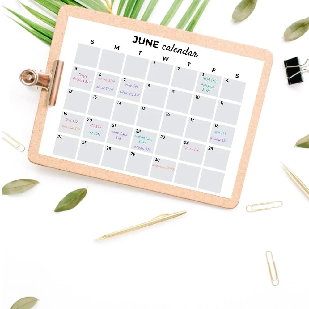 bi-weekly paycheck bill calendar