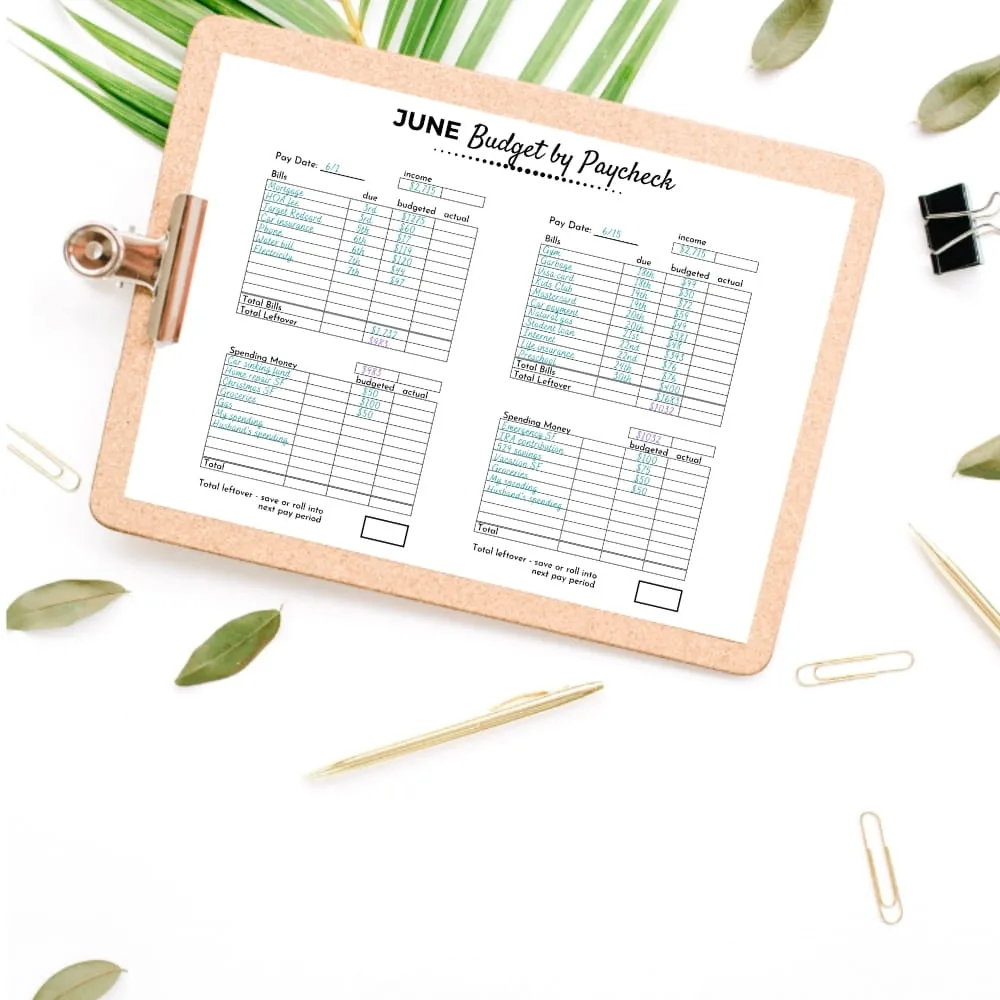 bi-weekly budget template