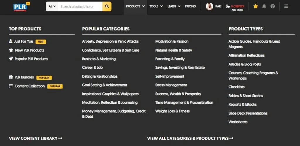 PLR.me PLR categories