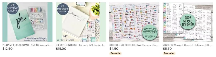 Plannerkate1 etsy shop stickers