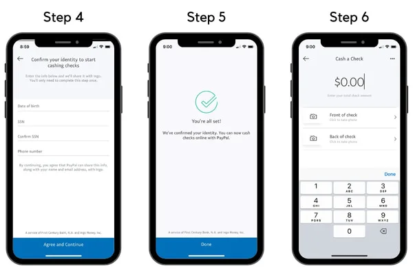 cash a check on PayPal