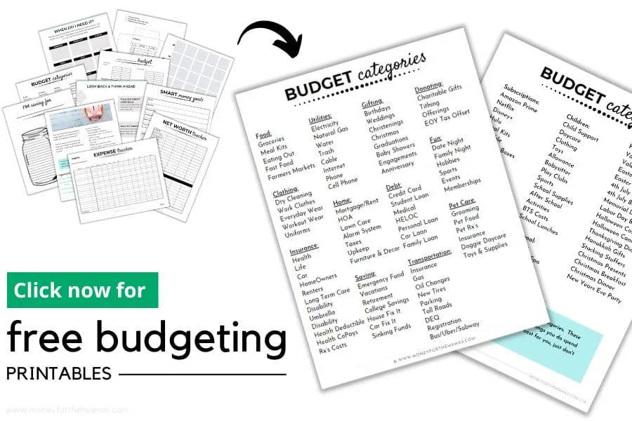 budget categories list