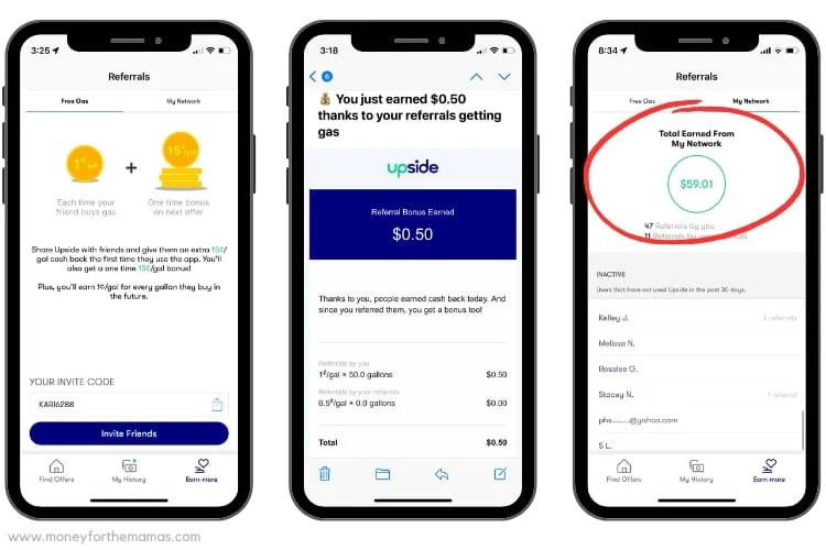 Upside refer a friend earnings